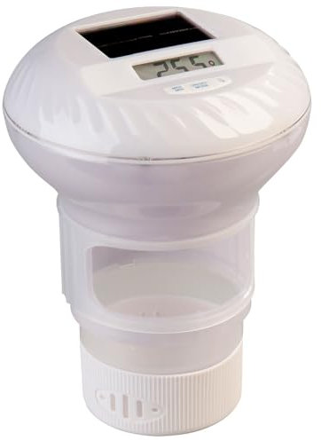 infactory Poolbeleuchtung: 3in1-Poolthermometer, Chlor-Dosierer und RGB-Leuchte, Solar, Akku, LCD (Dosierschwimmer, Poolthermometer Digital, Desinfektion)