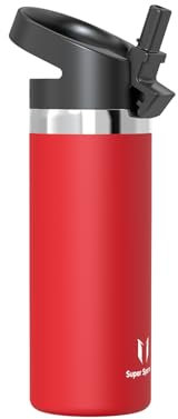 Super Sparrow Botella de Agua Acero Inoxidable - Botella Agua niños Boca Ancha con Paja 500ml - Sin BPA, para Gimnasio, Deporte, Oficina, Yoga, Ciclismo