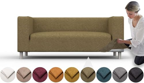 comfortly Bezug für Klippan 2-Sitzer-Sofa, Ersatz-Schonbezug, strapazierfähig, 1 Stück, weicher, strapazierfähiger, waschbarer Stoff, leicht zu reinigen und zu ersetzen (Krone, Olivgrün)
