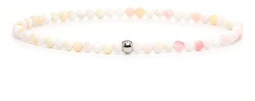 Echtes Andenopal Edelstein Armband mit facettierten 3mm Perlen - verschiedene Längen - Heilstein Schutzstein Edelsteinarmband Glücksbringer Talisman Geschenk (Andenopal, 14CM)