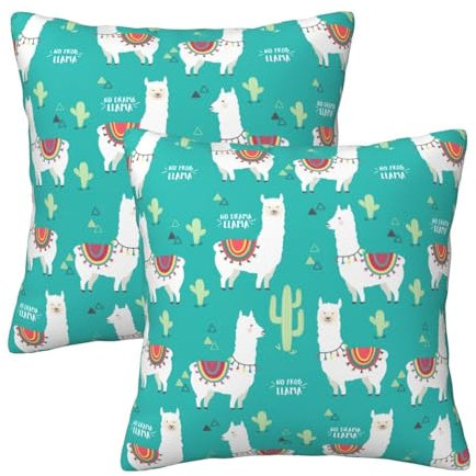 Loppott Dekokissen mit indischem Alpaka-Druck, für Couch, dekorative Kissenbezüge für Wohnzimmer, Schlafzimmer