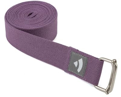 Bodhi Yogagurt | ASANA Belt aus 100% Baumwolle | Praktisches Yoga-Zubehör zur Dehnung | Yoga-Gurt mit Schiebeschnalle aus Metall | Anfänger & Fortgeschrittene | 250 x 3,8 cm (violett)