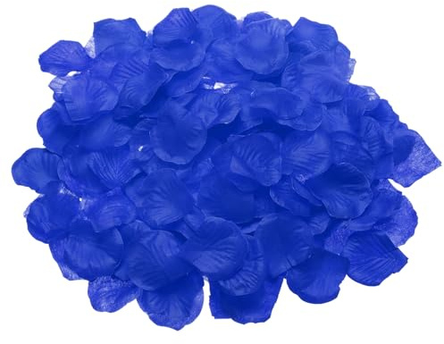 QUARKZMAN 1000 Pcs Petale de Rose Artificielle en Soie pour Mariage de Fleurs Artificielles en Vrac pour Confettis de Noces (Bleu Foncé)