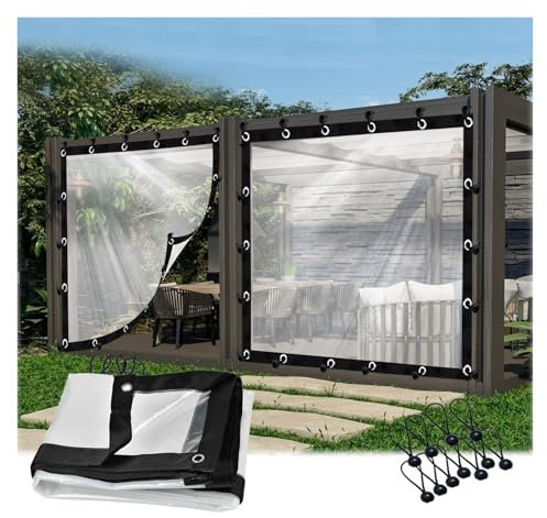 Clear Tarps Heavy Duty Waterproof Tarpaulin with Grommets Outdoor Curtain Pergola Side Panels, for Porch, Gazebos, Camping, Protective Cover(1.5x2m(4.92x6.56ft))