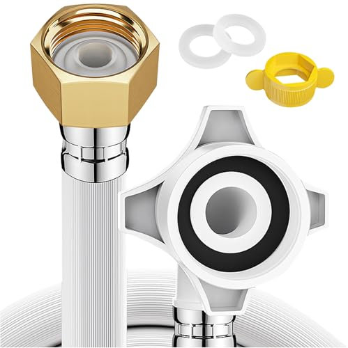 Tuyau Machine à Laver 3m, Tuyau Lave Vaisselle pour Arrivee D'eau avec Soupapes Ø 3/4 Tuyaux Alimentation Machine a Laver