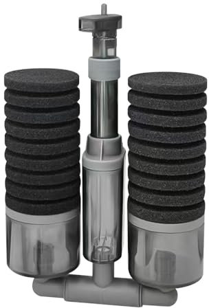 DONGKER Doppelter Schwammfilter für Aquarien, Luftheber Filtern Aquarium, Luftbetriebener Aquarium Innenfilter mit 2 Medienkammern zur Sauerstoffanreicherung und zum Sauerstoffkreislauf im Aquarium