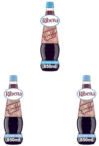 Ribena Winter Spice Squash No Added Sugar 850ml - Real British Blackcurrants | Rich in Vitamin C | No Artificial Colours | Winter Seasonal Spices | Can Serve Hot & Cold (Pack of 3)