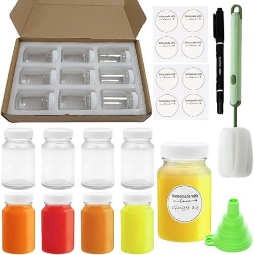 ZDL Botella Cristal Pequeña,9pcs Frascos de Vidrio,Mini Botellas con Tapa,Tarros Cristal Boca Ancha Reutilizables,Botes Transparentes Pequeños