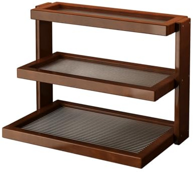 UCK-KIT Holzbecherhalter Arbeitsplatte, Kaffeetasse Kaffee Tasse Organizer aus Display Tasse Rack für Kaffeestation Organizer -Tasse Rasse für Schrank für Küche, Zuhause,3 Tier
