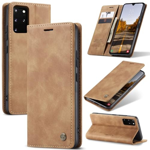 Azororo Handyhülle für Samsung Galaxy S20 Plus 5G Hülle Premium Lederhülle Flip Case Magnet Tascher Kartenfach Standfunktion Klapphülle Schutzhülle für Samsung Galaxy S20 Plus, Braun