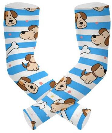 EtherSpher Blu Bianco A Righe Cane Osso di Raffreddamento Manicotti di Raffreddamento Uomini Protezione UV Manicotto Del Braccio Per