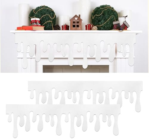 eupdd 3 Stück Eiszapfen Girlande, Eiszapfen Aus Schneewatte, Für Kamin Deko Weihnachten, 120x36 cm Weiße Polyester Schneedecke Als Dekoration Für Weihnachtsbaum, Fensterbank, Weihnachtsdorf & Tisch