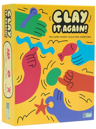 Clay It Again: Das Speedy Teig schöpfende Partyspiel | Perfekt für Familien, Kinder, Jugendliche & Erwachsene | Schnell erlernbar & Super Spaß zu Spielen | Enthält 6 Töpfe Bunte Modelliermasse | 3-12