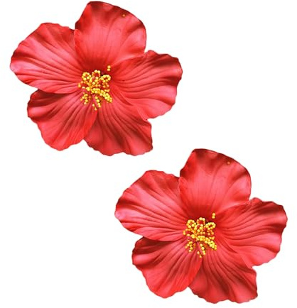 2Pcs Red Hawaiian Flower Hair Clip for Women Girls Fashion Bohemian Flowers Hair Accessory for Dancer Bridal Wedding Beach Party Hair Clip Clips and Barrettes Hair Care