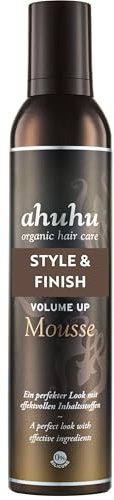 ahuhu Style & Finish Volume Up Mousse (300ml) | Schaumfestiger Volumen für langanhaltende Fülle & natürliche Sprungkraft, pflegendes Styling mit Bio Arganöl
