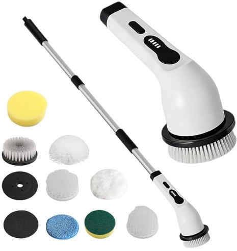 Electric Scrubbing Brush for Cleaning | Adjustable Telescopic Handle Cordless Rechargeable Brush | for Car, Bathroom, Home, Shower, Floor, Tiles, J