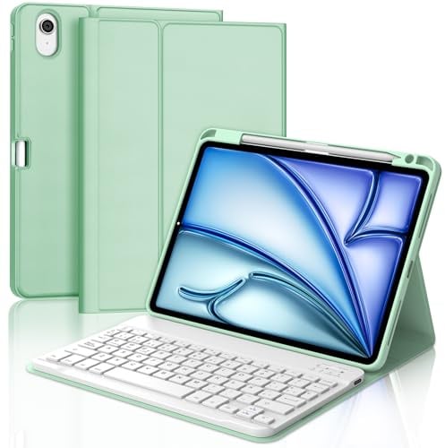 IVEOPPE Funda Teclado para iPad Air 11 Pulgadas M4 2026/M3 2025/M2 2024 | Capa Keyboard Bluetooth Magnético, QWERTY Español Ñ, Desmontable con portalápices para iPad Air 11, Verde claro