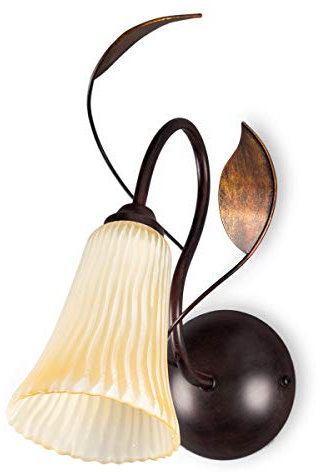 Helios Leuchten 303624 Florentiner Wandleuchte antik-braun handbemalt | florale Lampe Leuchte Wandlampe Landhaus-Stil | 1 x E14