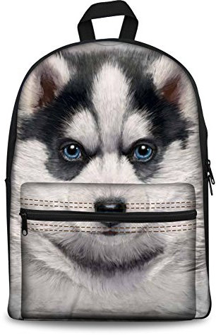 HUGS IDEA Schulrucksack für Kinder, Motiv Big Eyes, Husky (Blau) - Y-W1702J