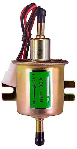 Bomba de Combustible Eléctrica 12v de baja Presión Perno de Fijación de Alambre en línea para Gasolina y Diesel HEP-02A Universal (dorado)