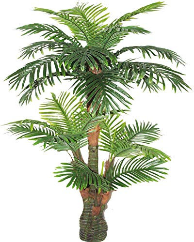 AMERIQUE - Albero di seta artificiale con palma tropicale, tecnologia Real Touch, con protezione UV, nuova release, qualità eccellente, verde, 1,5 cm