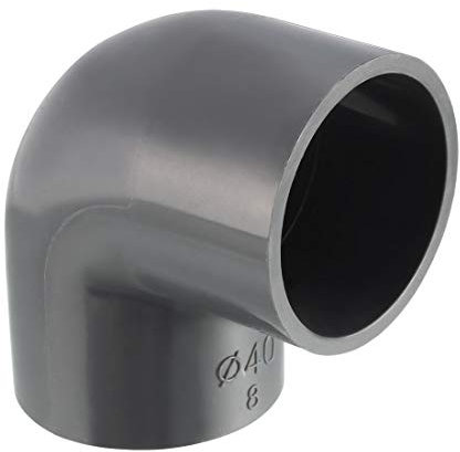 sourcing map PVC Pipe Fitting 40mm Slip Socket 90 Degree Elbow Coupling Connector Gray 2Pcs