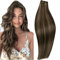 RUNATURE Echthaar Tressen Weft Extensions Echthaar Dunkelbraun mit Aschbraun Sew in Weave Human Hair Bundles Extensions Tressen 45cm 18 Zoll #2P8A 100g