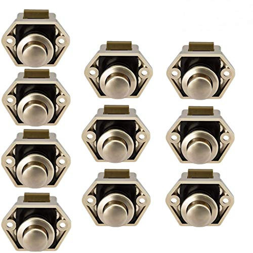 LESOLEIL Push Button Lock Door Verriegelung - Möbelschloss Schranktürschloss für Wohnmobil RV Camper Van Motorhome Yacht Schiff Nickel 10 Stück