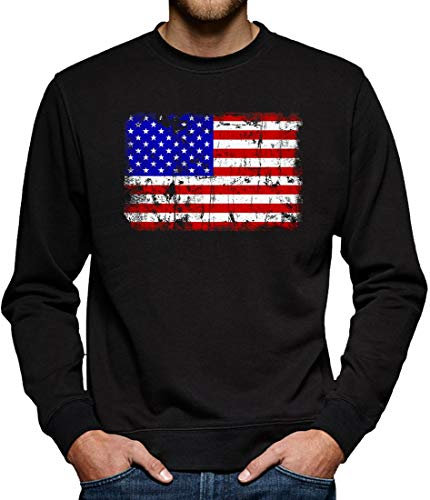 USA Vintage Flagge Fahne Sweatshirt Pullover Herren XXXL Schwarz