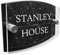 Modern House Sign Plaque Door Number | Personalised Glass Effect Acrylic Glitter Sign | Personalised House Number Hand Finished in UK (Black, Design A)