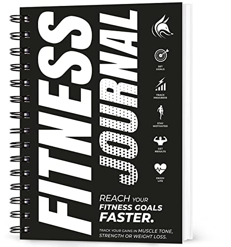 Clever Fox Fitness Journal, Workout Log Planner, Black & White | A5 daily fitness notepad, Spiral bound cover, Thick pages, For women and men, training, weight loss, gym, lifting, diet