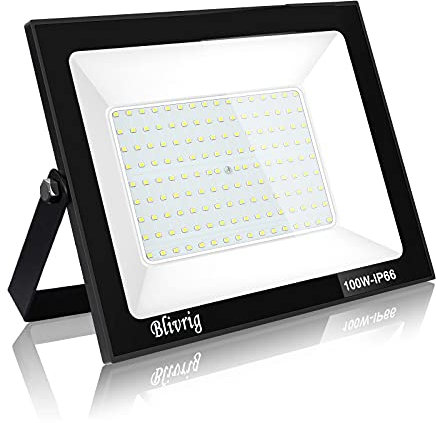 Blivrig 100W LED Strahler Außen,10000LM Superhell Außenstrahler, IP66 Wasserdicht LED Fluter, 3000K Warmes Weiß Aussenstrahler Flutlicht für Gärten, Innenhöfe, Hotel