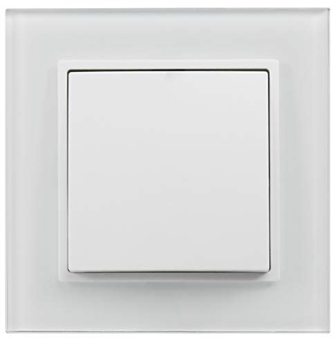 McPower Wechselschalter Flair Weiß | Unterputz | 250V~/10A | Inkl. Glasrahmen | Moderner Design-Schalter | Einfache Montage | Hohe Verarbeitungsqualität