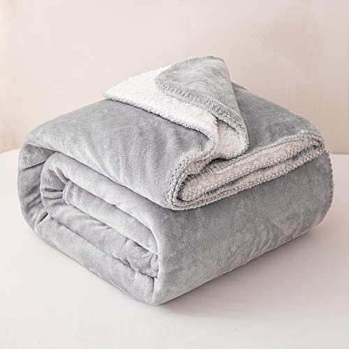 Sherpa Doppelseitige Decke Flauschiger Stoff Extra Weich Fleece Sherpa Bettüberwurf Flauschig und Verbessert Schlaf Grau Doppel 150 x 200cm