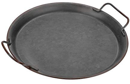 SUMTREE Decorative Metal Iron Tray Industrial Farmhouse style Round Organizer Home Decor Tray with Handles Glitzhome Galvanized Serving Tray Tin 30CM