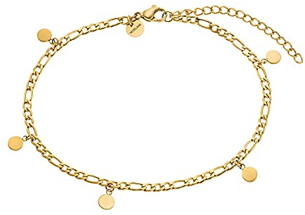 NOELANI Fußkette Edelstahl Damen Sommerschmuck, 22+5 cm, Gold, Coin, Kommt in Schmuck Geschenk Box, 2032152