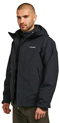 Berghaus Men's Stormcloud Prime 3-in-1 Waterproof Jacket with Adjustable Hood and 2 Zipped Pockets, Men's 3-in-1 Jacket, Men's Raincoat, Walking, Trekking, and Hiking Clothing, Black, L