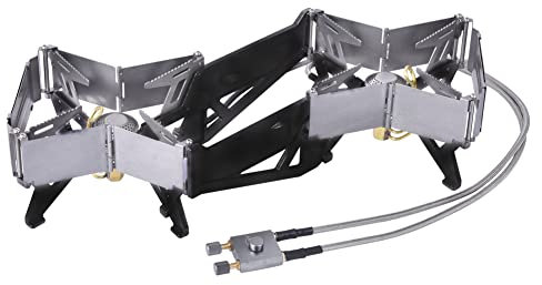 Estufa de mochilero a prueba de viento de doble cabeza, horno de Camping, interruptor de fuego, estufa de Gas de Control ajustable gratis