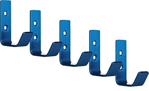 SOTECH 5 x Kleiderhaken Loxten 60 x 20 x 45 mm blau, Garderobenhaken aus echt Edelstahl, Wandhaken mit 3 mm Materialstärke, Jackenhaken mit abgerundeten Kanten