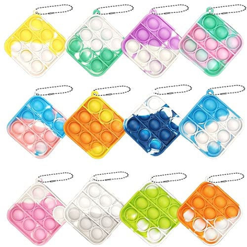 Steemjoey 12 Pièce Mini Pop Fidget Toy, Nouveau Populaire Mini Décompression du Bout des Doigts Anti-Stress pour TDAH, Jouet de Jouet Bulle Porte-clés, Un Jeu De Logique Tactile pour Les Enfants