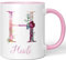 JUNIWORDS Tasse, Heidi, Name Anfangsbuchstabe Initial Alphabet Floral Buchstabe H Monogramm Motiv, Rosa (5512367)