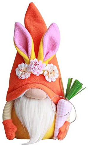 NCQiFei Ostern Deko Wichtel Handgemachte, Plüsch Osterhasen Zwerg, Frühlingdeko Handgemachte Osterpuppe Geschenke Osternschmuck, Hase Deko Tischdekoration, Decorations Innen Draußen (1-d)