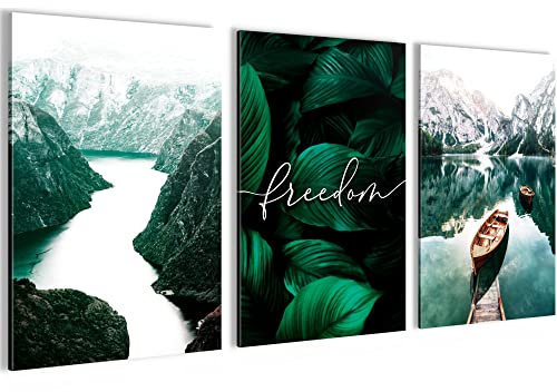 Novart Quadro decorativo Montagne E Lago - Completamente Pronto Da Appendere - Collage Moderno - Ufficio Salotto N020836a