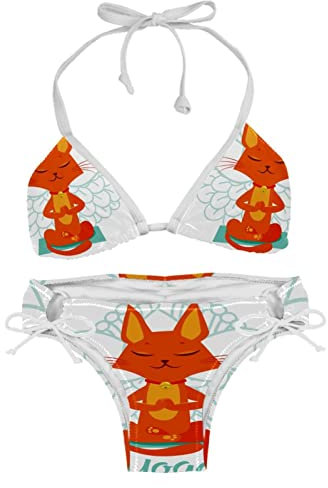 Fox Yoga Flower Bikini Sets für Damen Strand Badeanzug, Mehrfarbig, XXL