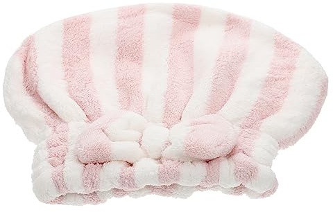 Toyvian Microfibre Hair Drying Cap Striped Water Absorbent Bathing Hat with Bow Detail Lightweight Shower Hat for Home Use Travel Wet Hair Quick Drying