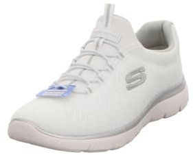 Skechers Womens Summits Artistry Chic Sneaker, White Mesh Silver Gray Trim, 10 UK