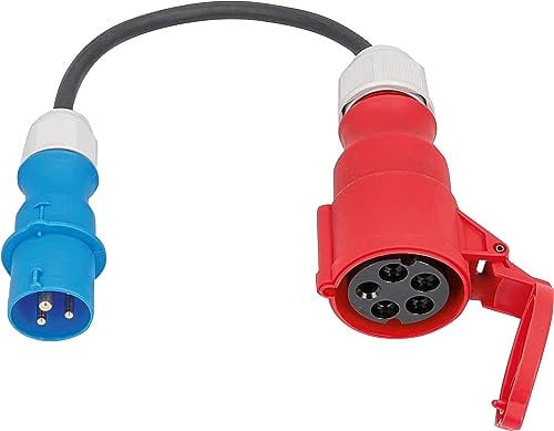 as - Schwabe Adapterleitung - CEE Stecker 230V/16A/3-polig zu CEE Kupplung 400V/16A/5-polig - 0,3 m H07RN-F 3G2,5 schwere Gummischlauchleitung - IP44 spritzwassergeschützt, 61374