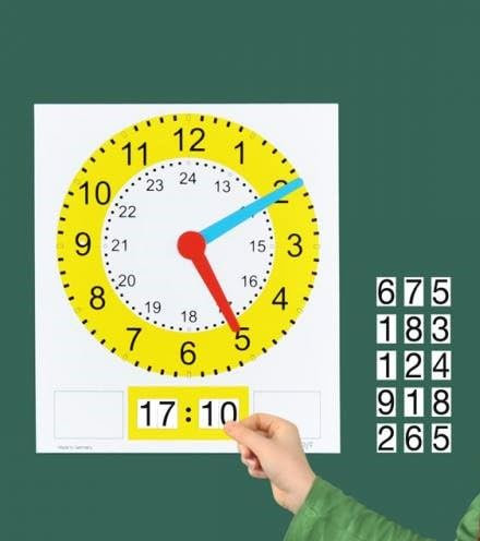 Wiemann Lehrmittel Magnetische Tafeluhr inkl. Zahlen für Digitaldarstellung