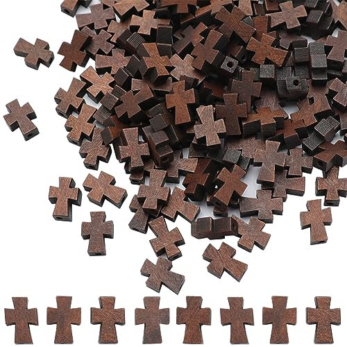 SUNNYCLUE 150Pcs Wood Cross Beads Bulk Wooden Cross Bead Natural Unfinished Wood Blank Beads Cross Loose Spacer rosaries Beads Charms for jewellery Making Beading Supplies DIY Necklace Bracelet Crafts