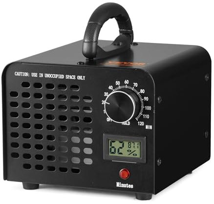 VEVOR Ozongenerator 24000mg/h Ozonisator 100W Luftreiniger 300㎡ Ozongerät Bausanierung 0-120-Minuten-Timer Desodorierer Ozone Generator Luftfeuchtigkeitsanzeige Intelligente Überwachung des Raumklimas